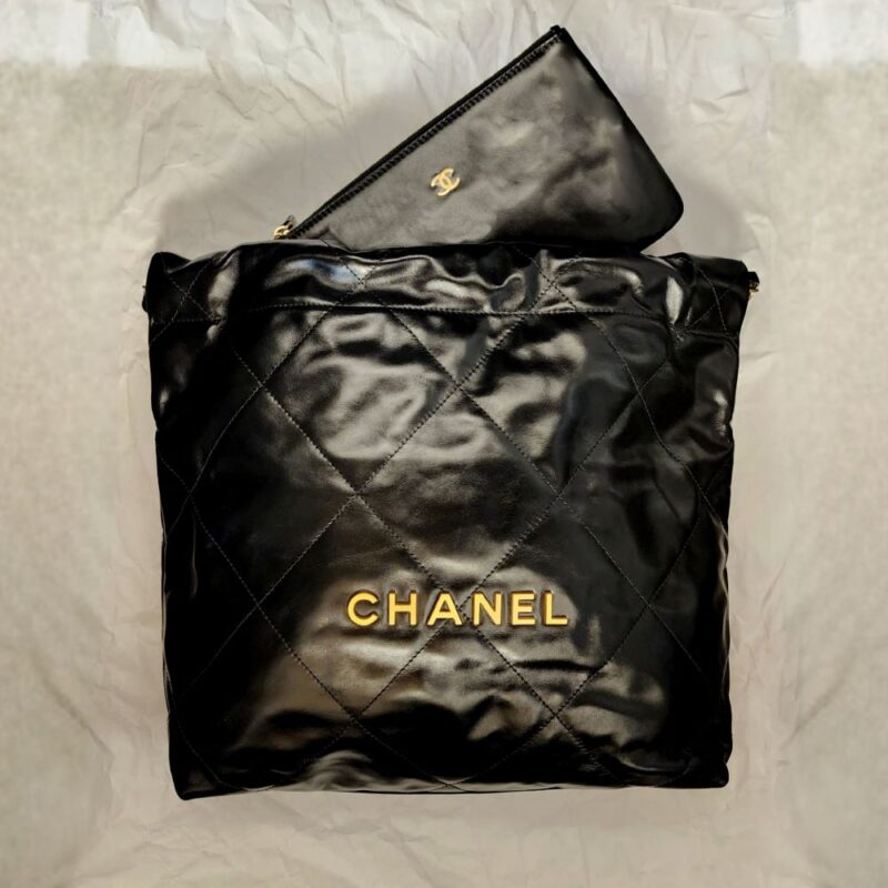 Chanel 垃圾袋黑金小號