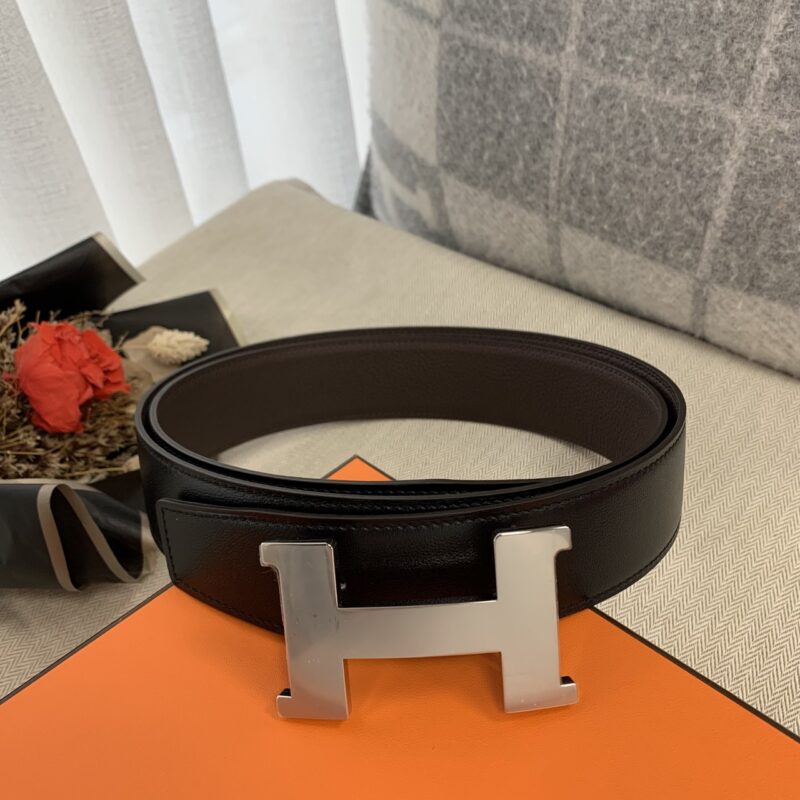 Hermes 愛馬仕 H雙面皮帶-黑配棕