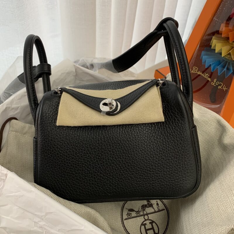Hermes mini Lindy 黑銀 W刻