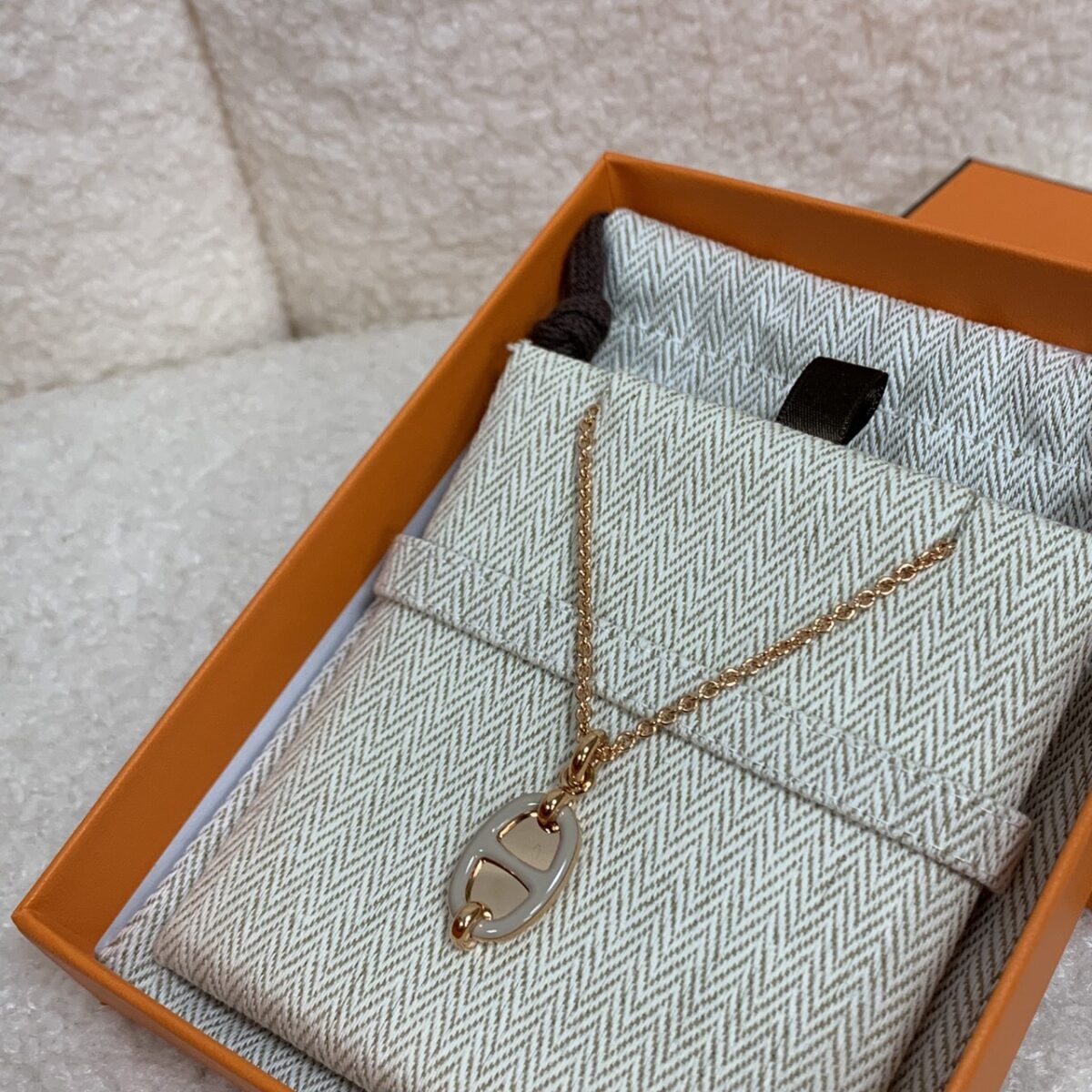 Hermes 招財豬鼻子項鍊(奶茶玫瑰金)