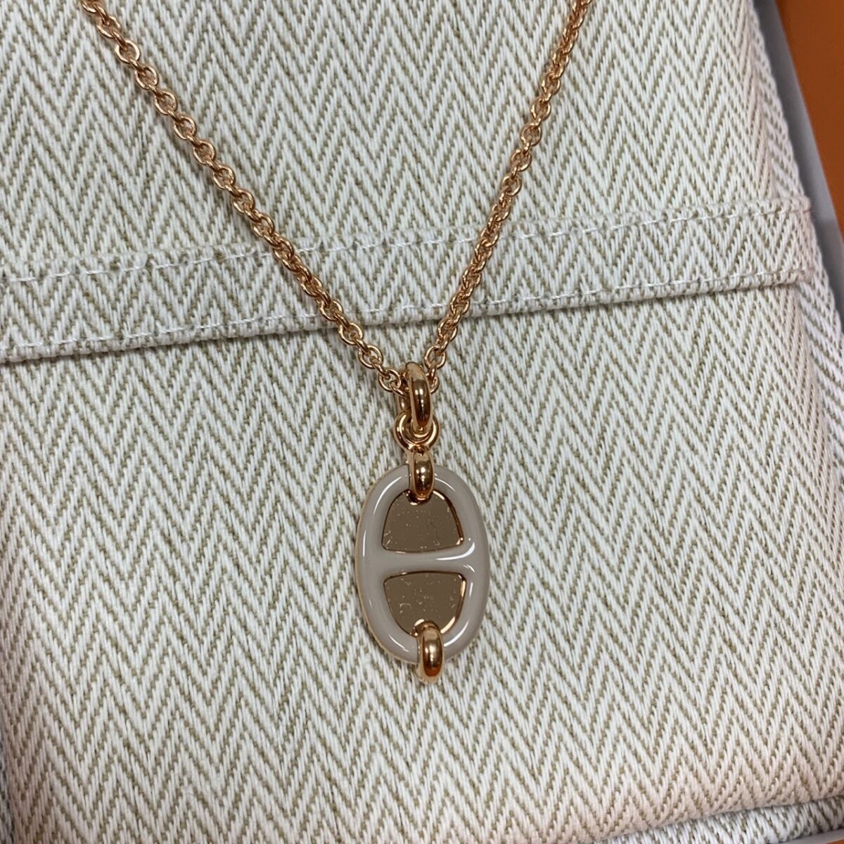 Hermes 招財豬鼻子項鍊(奶茶玫瑰金)