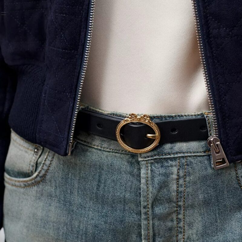 Dior 新品 金色鏤空復古牛皮帶 寬2cm 75